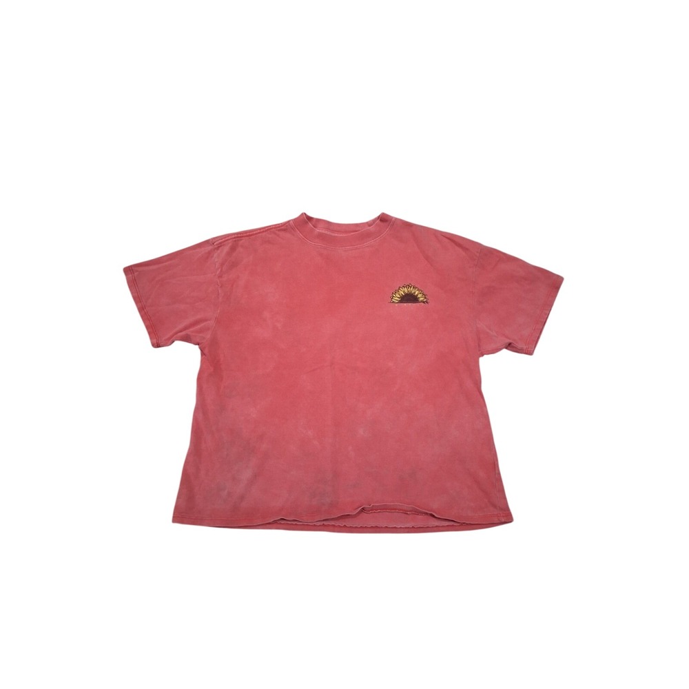 O'Neill Womens Coral Pink Sunflower Graphic Surf T-Shirt Small Relaxed Fit